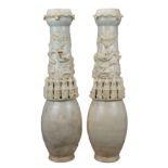 PAIR OF TALL CHINESE SONG DYNASTY QINGBAI PORCELAIN DRAGON VASES