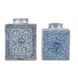 TWO CHINESE BLUE AND WHITE PORCELAIN TEA CADDIES, JIAQING PERIOD, EARLY 19th CENTURY