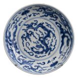 CHINESE BLUE AND WHITE PORCELAIN DRAGON DISH, YONGZHENG PERIOD, 18th CENTURY