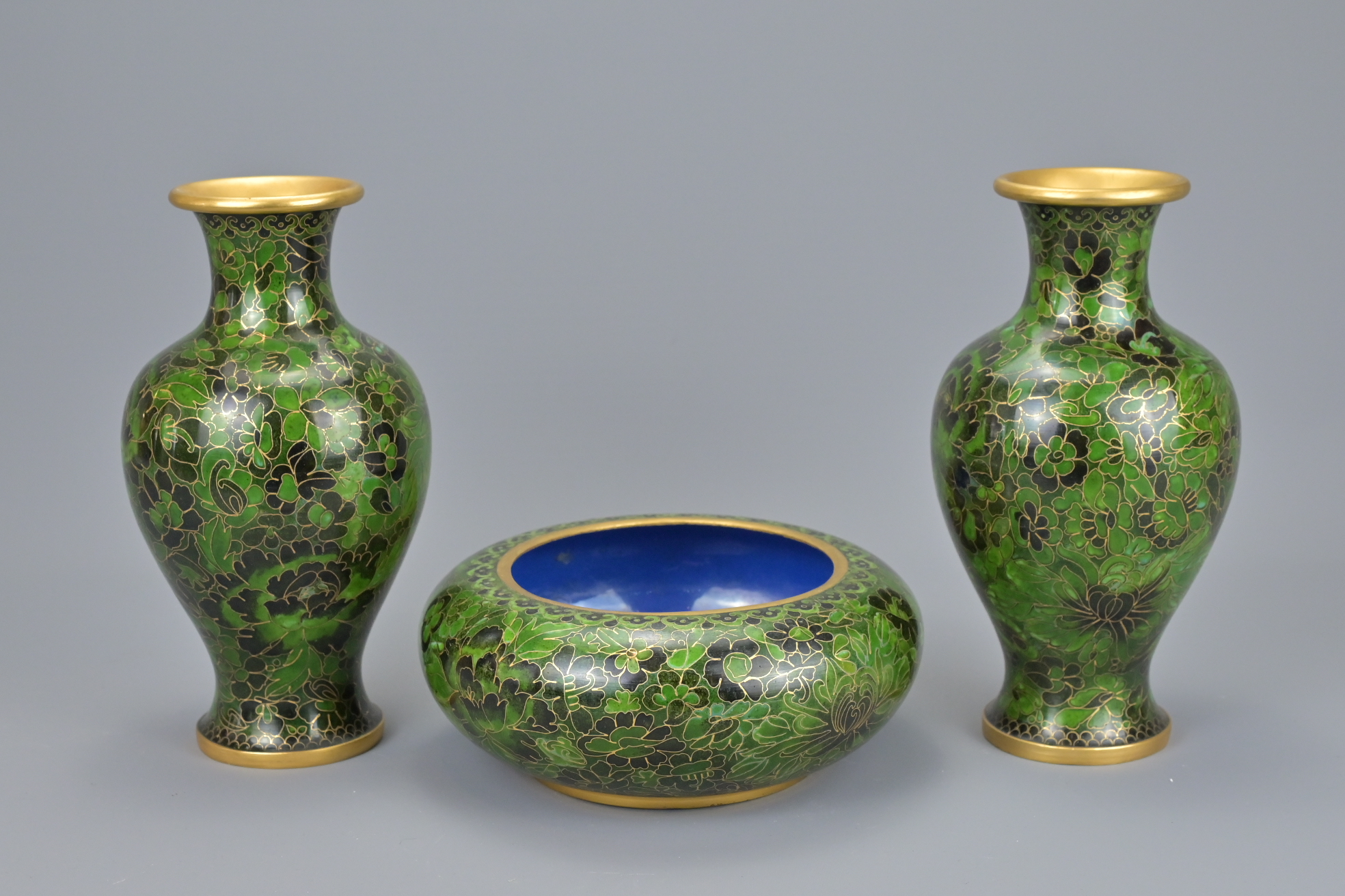 PAIR OF CHINESE CLOISONNE VASES