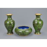 PAIR OF CHINESE CLOISONNE VASES