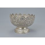 INDIAN WHITE METAL EMBOSSED BOWL