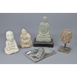 FIVE STONE BUDDHIST STATUES