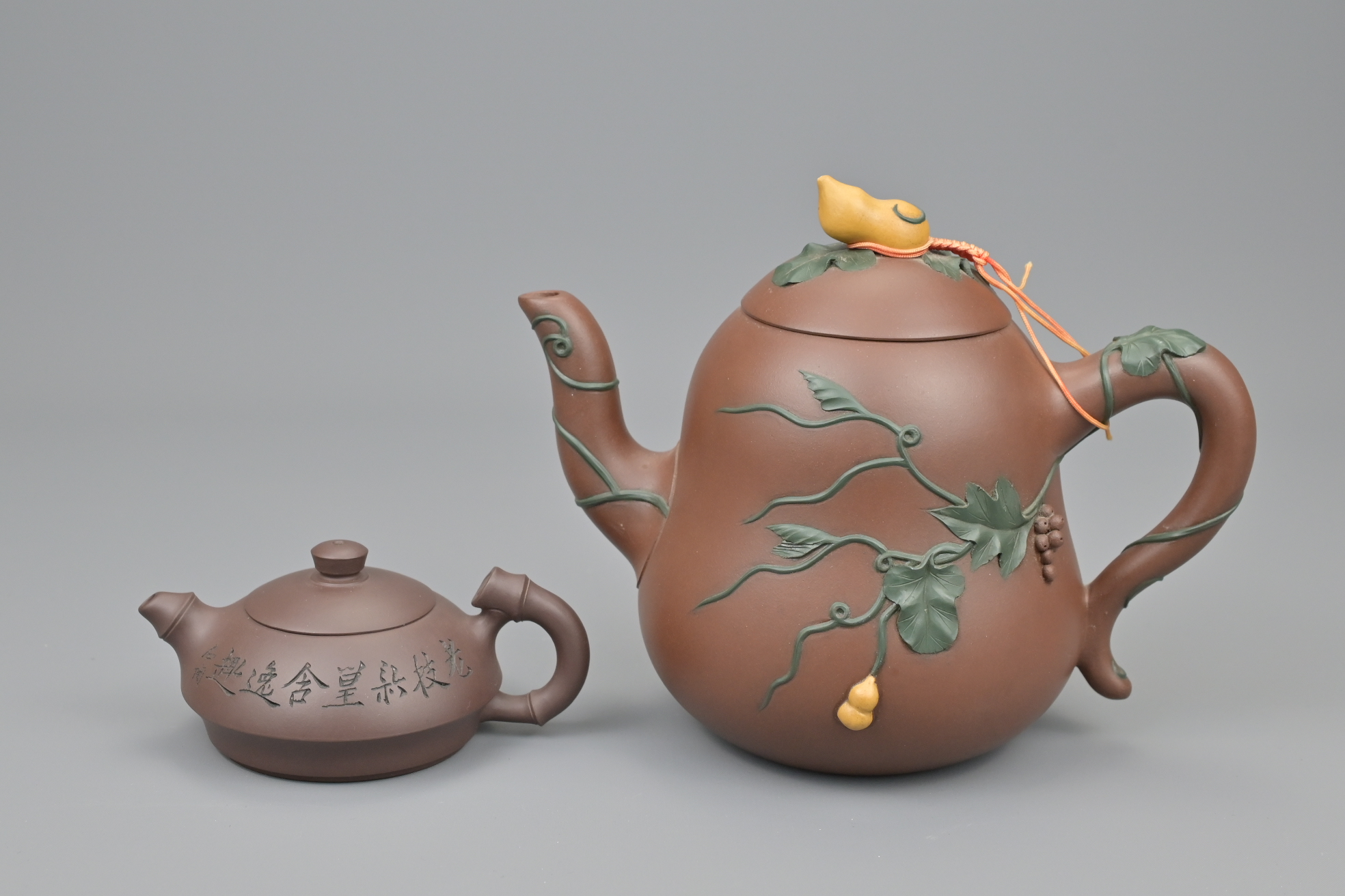 TWO CHINESE YIXING TEA POTS