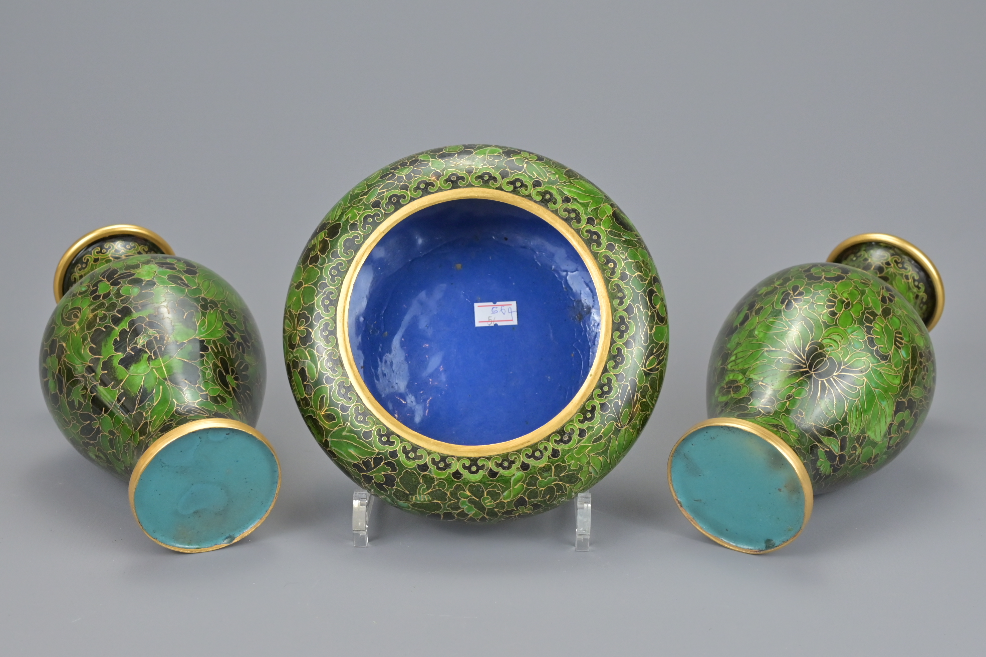 PAIR OF CHINESE CLOISONNE VASES - Image 3 of 4