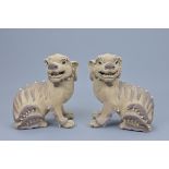 PAIR OF CHINESE POTTERY LIONS