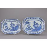 TWO CHINESE BLUE AND WHITE PORCELAIN PLATTERS