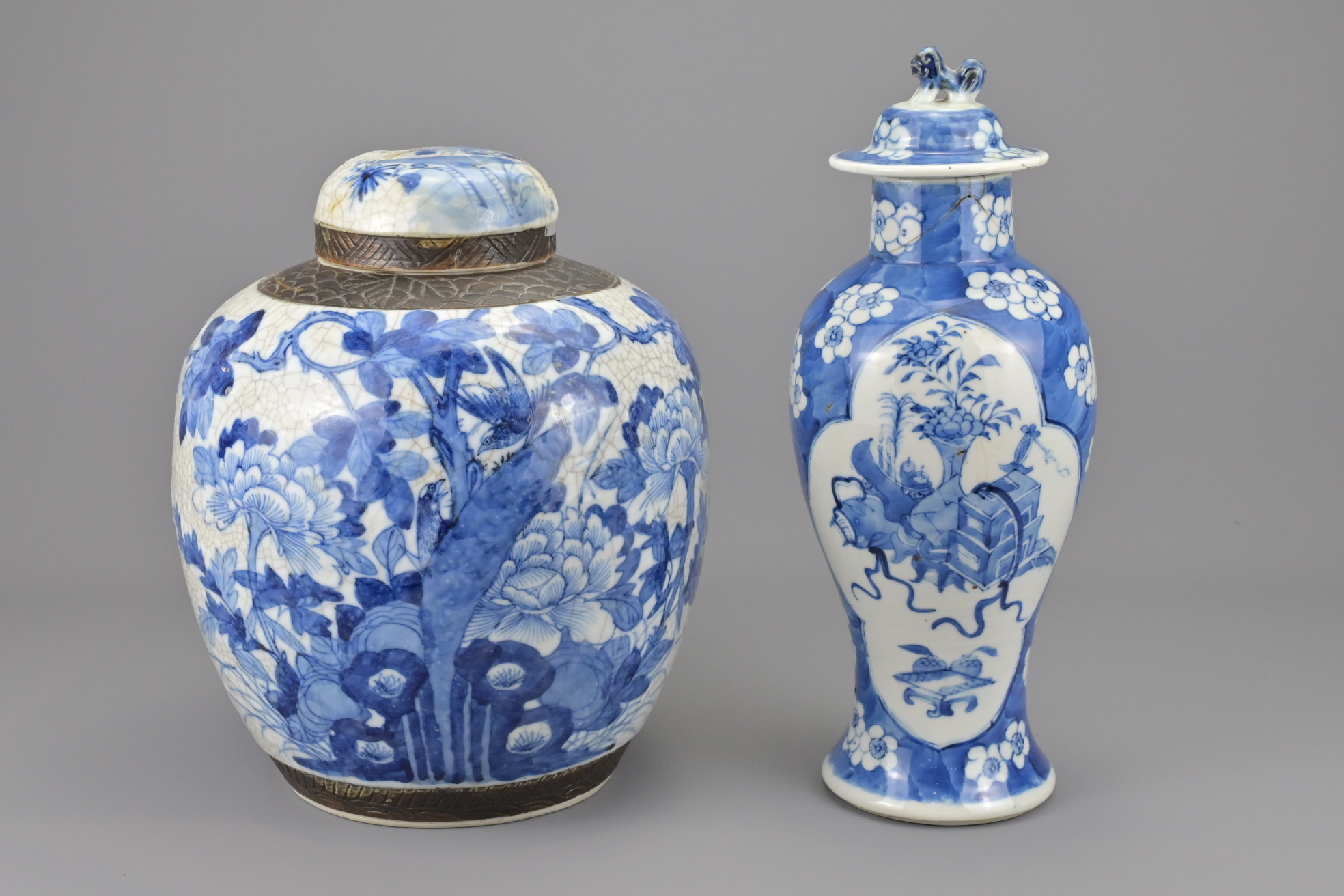 CHINESE BLUE AND WHITE PORCELAIN GINGER JAR