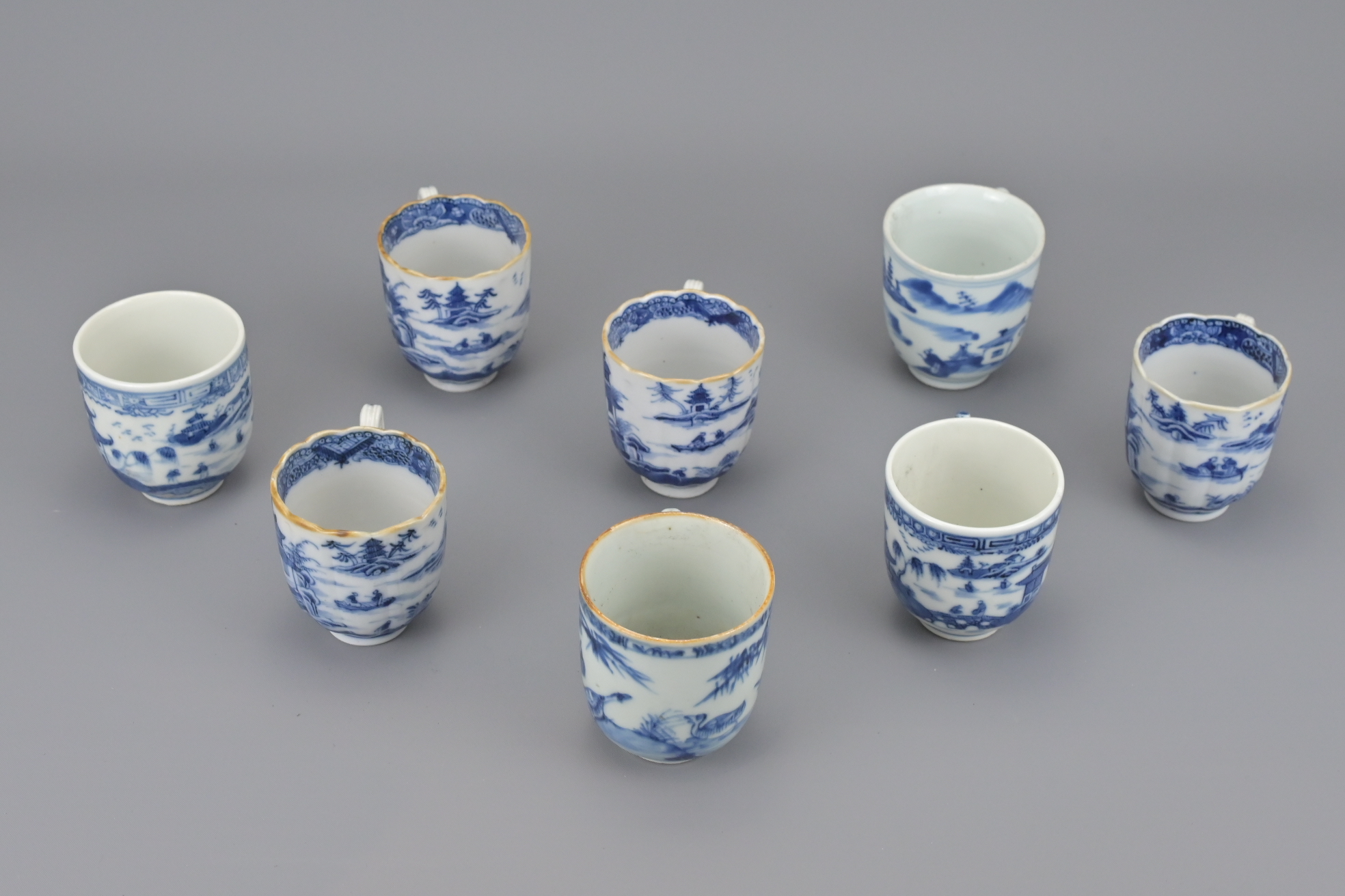 EIGHT CHINESE BLUE AND WHITE PORCELAIN COFFEE CUPS - Image 4 of 4