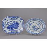 TWO CHINESE BLUE AND WHITE PORCELAIN PLATTERS