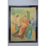 A 1930s CHINESE OIL ON CANVAS FRAMED