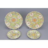 FOUR CHINESE CANTONESE PORCELAIN PLATES