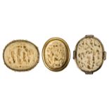 THREE CHINESE CARVED IVORY BROOCHES CANTONESE 19TH CENTURY