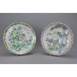 TWO LARGE JAPANESE PORCELAIN DISHES WITH MAKER'S M