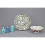 A 19TH CENTURY CHINESE PORCELAIN PLATE AND BOWL