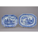 TWO 18TH CENTURY CHINESE BLUE AND WHITE PROCELAIN PLATTERS