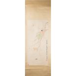 A CHINESE WATERCOLOUR PAINTING OF CICADA AND GRASSHOPPER IN THE STYLE OF QI BAISHI