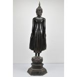 A Thai Bronze metal Standing Buddha On Lotus Form