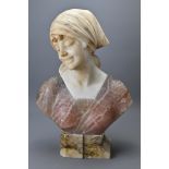 An Early 20th Century Marble And Alabaster Bust On