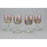 Four Art Glass Goblets By George Elliot (1933-1988) Bewdley, England, Circa 1970s