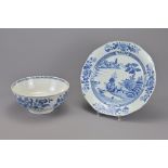 An 18th Century Chinese Blue and White Porcelain Dish and Bowl