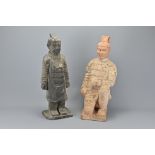Two Vintage Chinese Pottery Models Of Terracotta W
