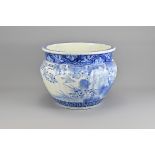 A Large Japanese Blue and White Porcelain Jardinie