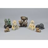 Six Various Carved Stone Items
