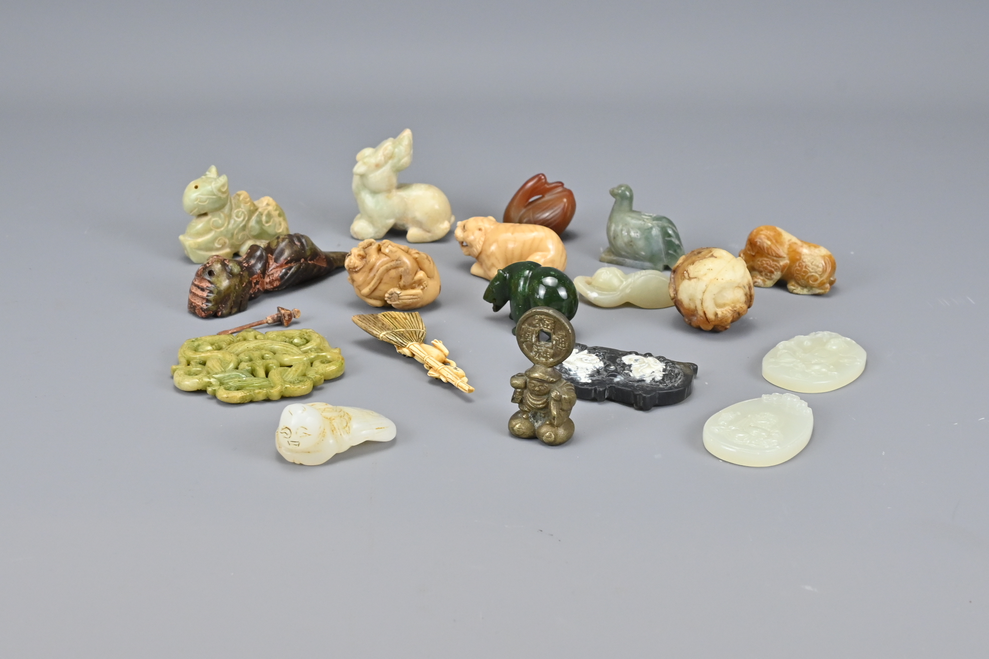 Eighteen Various Carved Stone Items