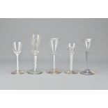 Five 19th Century Drinking Glasses With Twisted St