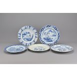 Five 18th Century Chinese Blue and White Porcelain