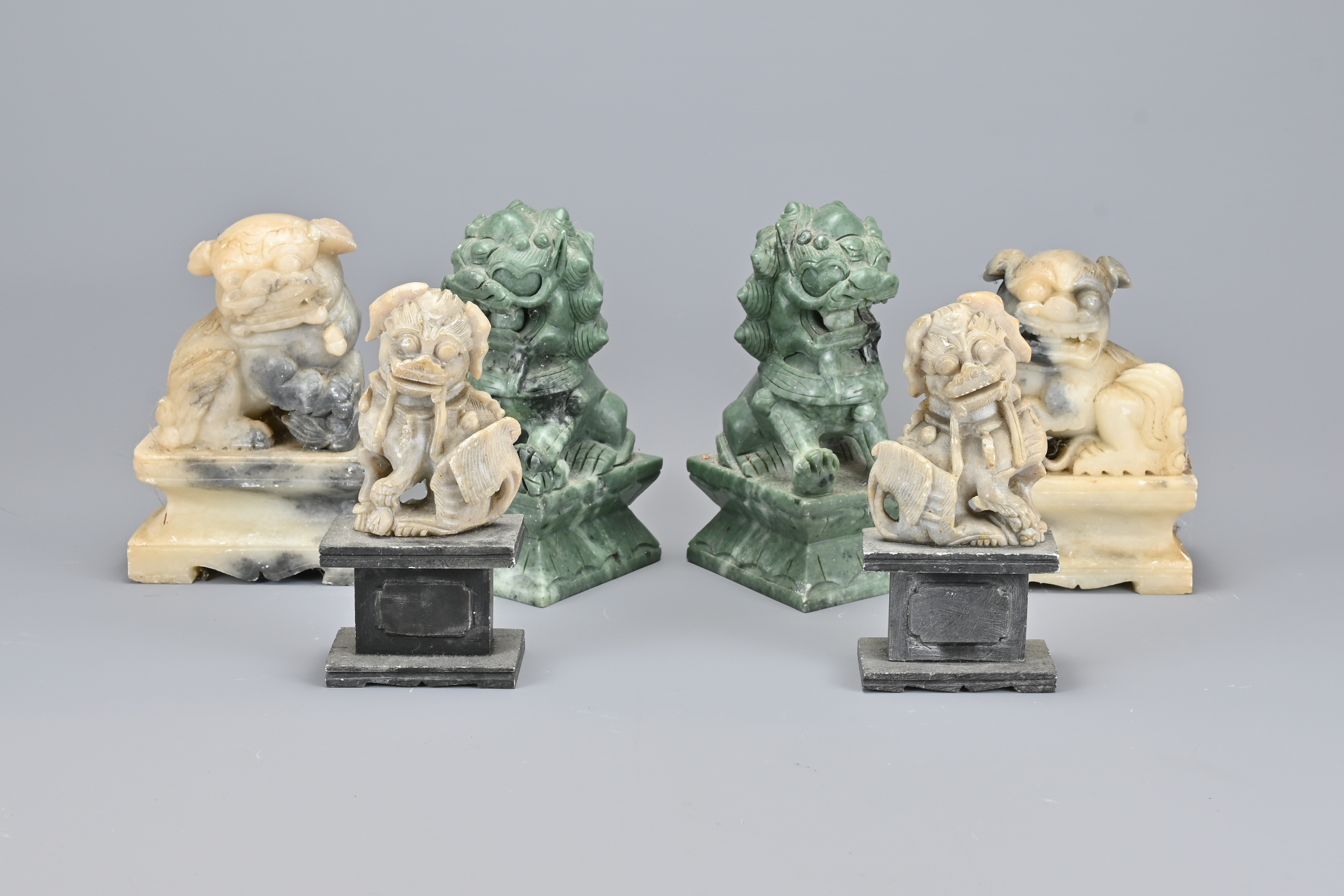 Three Pairs of Vintage Chinese Carved Soapstone Li