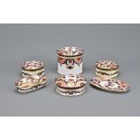 A Set of Six T.A & S.Green Staffordshire Knot Imari Design Porcelain Dressing Table Accessories