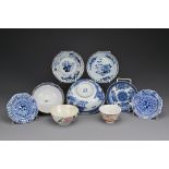 A group of nine Chinese / Japanese porcelain items. To include a Chinese blue and white porcelain