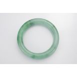 Chinese jadite / jade bangle of cylindrical form. Diam. 8cm. Inner diam. 5.8cm