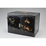 A Japanese early 20th C. Lacquer and gilt decorated Jewellery trinket box inserted with six interior