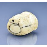 A Japanese ivory netsuke of a mouse. Unsigned. Height approx. 31 mm.