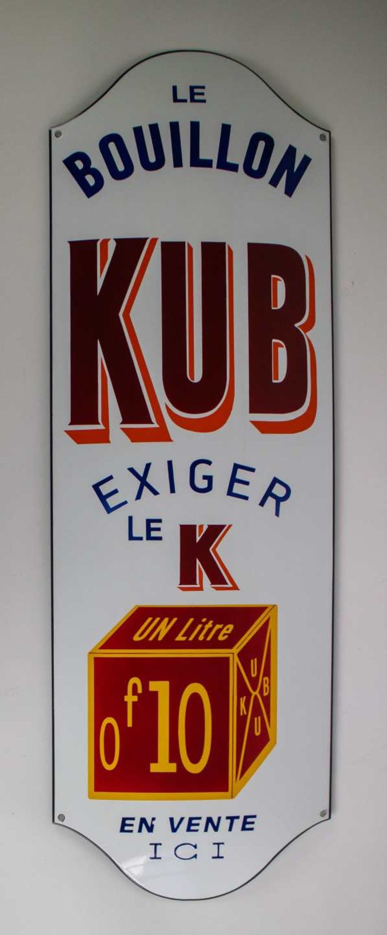 Enamel advertising billboard 'KUB'