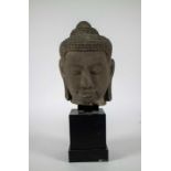 Thai carved stone head of a Buddha