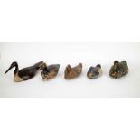 Lot with 5 wooden antique decoy ducks