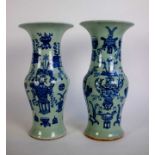 2 celadon vases 19th century