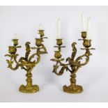 A pair of bronze candlesticks