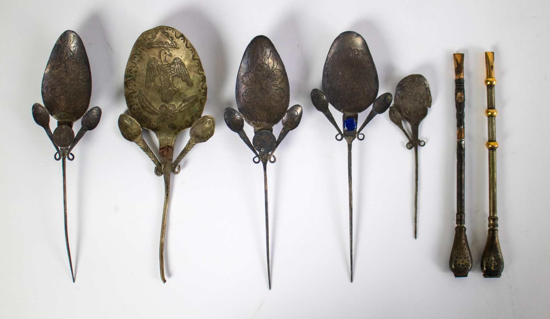 Folk Art South America silver spoons