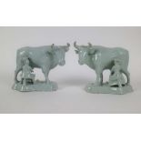 A pair of 18th century Delft cows