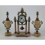 Antique Louis XVI Style Bronze & Marble Clock