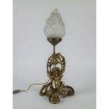 Art Nouveau bronze lamp