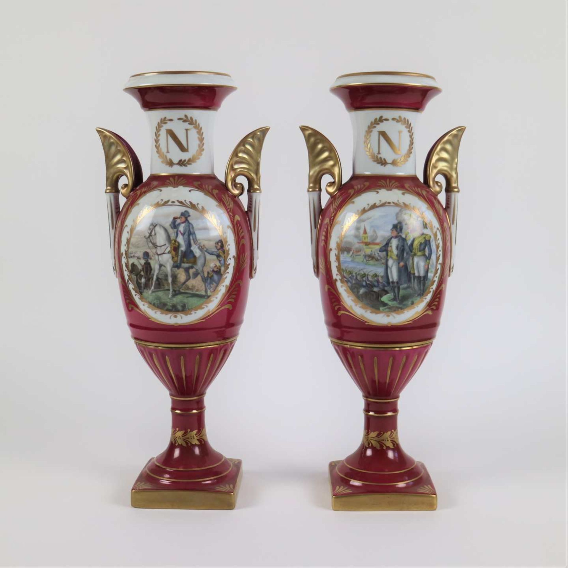 Pair of hand-painted vases, Couleuvre