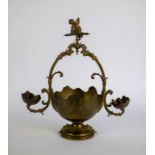 Bronze coupe with 2 candle holders,