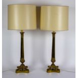 A pair of lamps with bronze feet