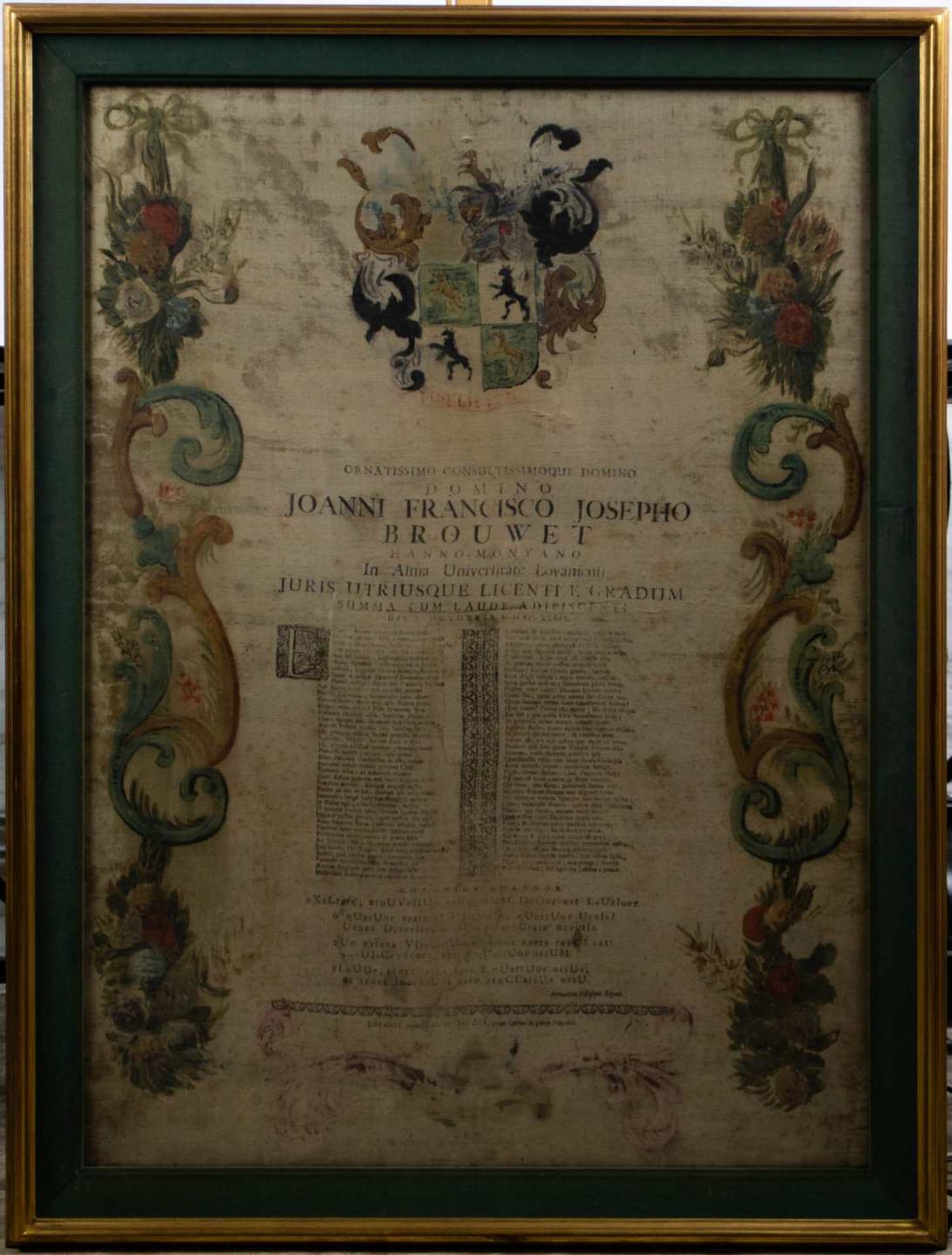 Commemorative cloth printed Leuven 1739